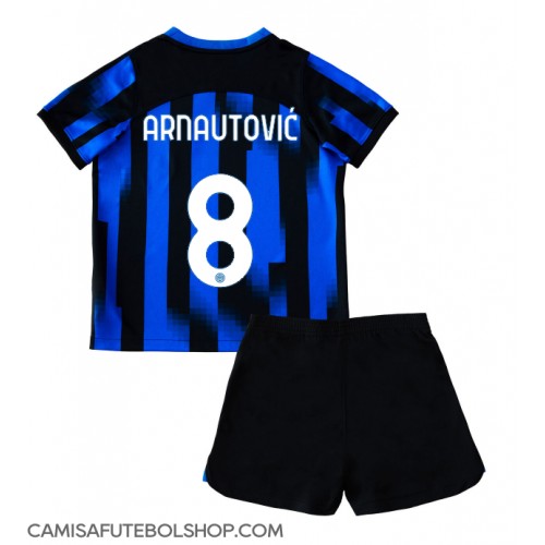 Camisa de time de futebol Inter Milan Marko Arnautovic #8 Replicas 1º Equipamento Infantil 2023-24 Manga Curta (+ Calças curtas)